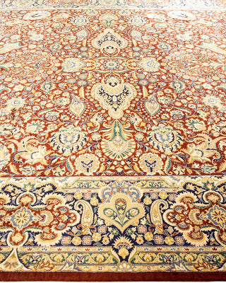 Traditional Mogul Orange Wool Area Rug 9' 2" x 12' 6" - Solo Rugs