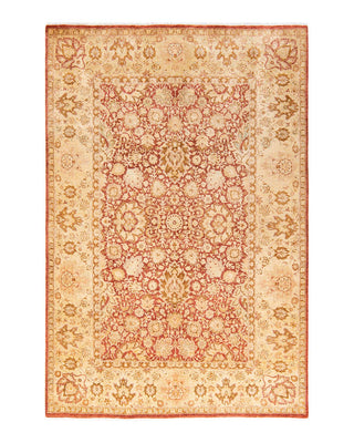 Traditional Mogul Orange Wool Area Rug 6' 1" x 9' 1" - Solo Rugs