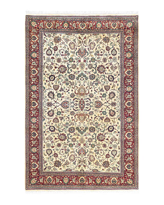 Traditional Mogul Ivory Wool Area Rug 4' 7" x 7' 1" - Solo Rugs