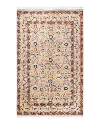 Traditional Mogul Ivory Wool Area Rug 4' 6" x 7' 3" - Solo Rugs