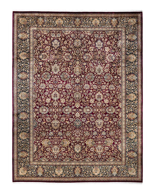 Traditional Mogul Purple Wool Area Rug 10' 5" x 13' 6" - Solo Rugs