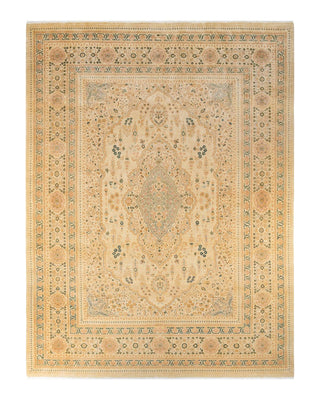 Traditional Mogul Ivory Wool Area Rug 9' 1" x 12' 1" - Solo Rugs