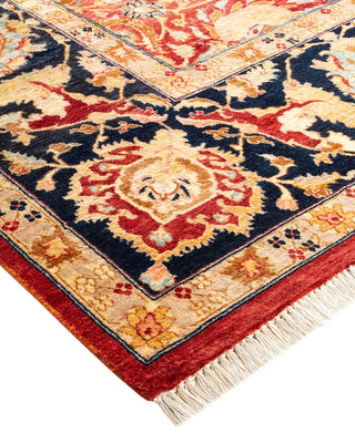 Traditional Mogul Orange Wool Area Rug 8' 0" x 9' 10" - Solo Rugs