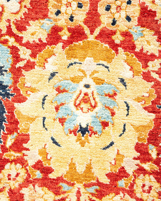 Traditional Mogul Orange Wool Area Rug 8' 0" x 9' 10" - Solo Rugs