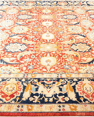Traditional Mogul Orange Wool Area Rug 8' 0" x 9' 10" - Solo Rugs