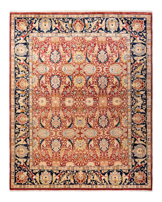 Traditional Mogul Orange Wool Area Rug 8' 0" x 9' 10" - Solo Rugs