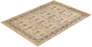 Traditional Mogul Beige Wool Area Rug 6' 3" x 8' 9" - Solo Rugs