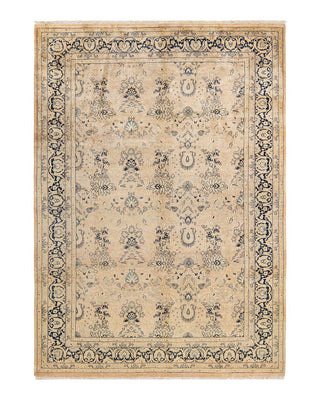 Traditional Mogul Beige Wool Area Rug 6' 3" x 8' 9" - Solo Rugs