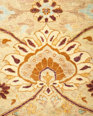 Traditional Mogul Yellow Wool Area Rug 6' 2" x 9' 5" - Solo Rugs