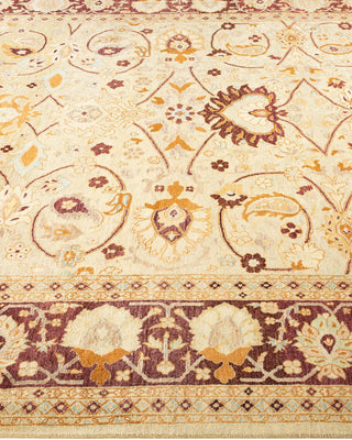 Traditional Mogul Yellow Wool Area Rug 6' 2" x 9' 5" - Solo Rugs