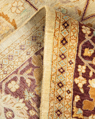 Traditional Mogul Yellow Wool Area Rug 6' 2" x 9' 5" - Solo Rugs