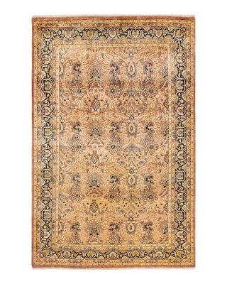 Traditional Mogul Pink Wool Area Rug 6' 1" x 9' 1" - Solo Rugs