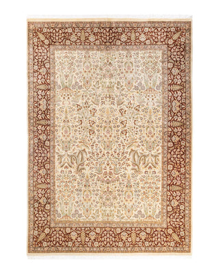 Traditional Mogul Ivory Wool Area Rug 6' 1" x 8' 9" - Solo Rugs