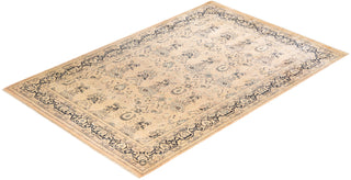 Traditional Mogul Beige Wool Area Rug 6' 2" x 9' 3" - Solo Rugs