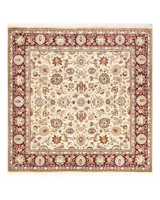 Traditional Mogul Ivory Wool Square Area Rug 6' 1" x 6' 1" - Solo Rugs
