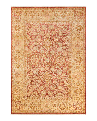 Traditional Mogul Pink Wool Area Rug 6' 2" x 8' 9" - Solo Rugs