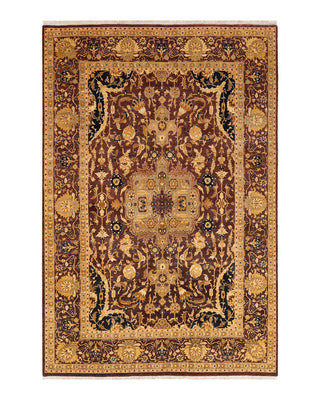 Traditional Mogul Red Wool Area Rug 6' 2" x 9' 1" - Solo Rugs