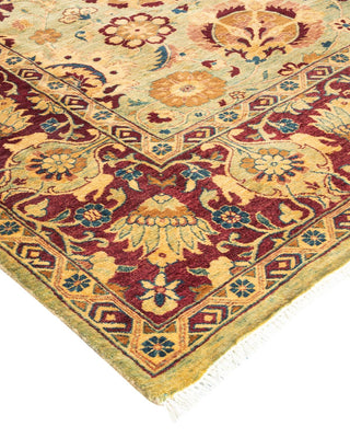 Traditional Mogul Green Wool Area Rug 6' 1" x 8' 10" - Solo Rugs