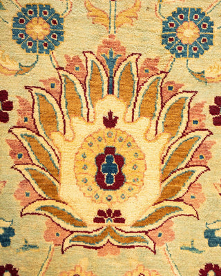 Traditional Mogul Green Wool Area Rug 6' 1" x 8' 10" - Solo Rugs