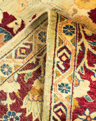 Traditional Mogul Green Wool Area Rug 6' 1" x 8' 10" - Solo Rugs