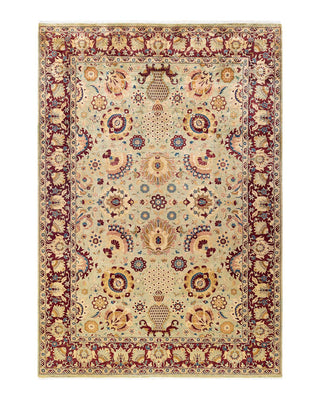 Traditional Mogul Green Wool Area Rug 6' 1" x 8' 10" - Solo Rugs