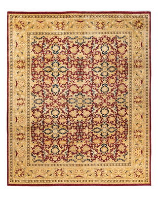 Traditional Mogul Red Wool Area Rug 8' 1" x 9' 9" - Solo Rugs