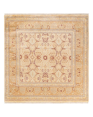Traditional Mogul Ivory Wool Square Area Rug 6' 1" x 6' 1" - Solo Rugs