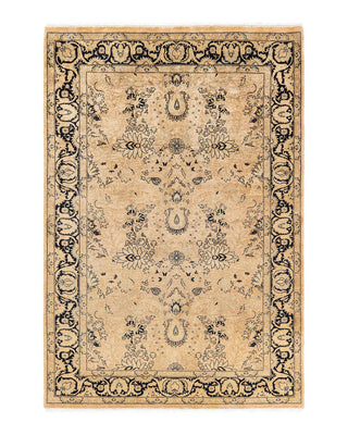 Traditional Mogul Beige Wool Area Rug 4' 2" x 6' 2" - Solo Rugs