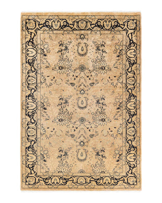 Traditional Mogul Beige Wool Area Rug 4' 2" x 6' 2" - Solo Rugs