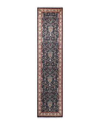 Traditional Mogul Black Wool Runner 2' 8" x 12' 3" - Solo Rugs