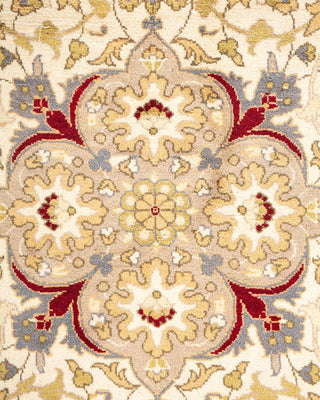 Traditional Mogul Ivory Wool Area Rug 6' 2" x 6' 7" - Solo Rugs