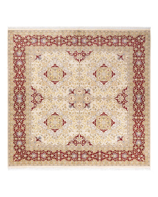 Traditional Mogul Ivory Wool Area Rug 6' 2" x 6' 7" - Solo Rugs