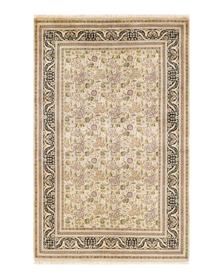 Traditional Mogul Ivory Wool Area Rug 4' 8" x 7' 3" - Solo Rugs