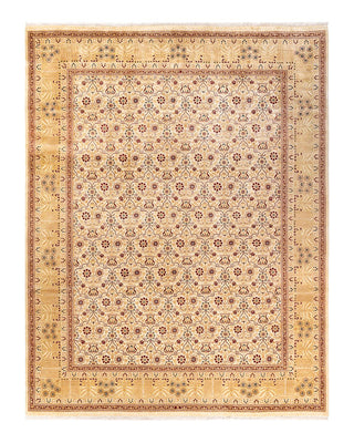 Traditional Mogul Ivory Wool Area Rug 9' 1" x 11' 8" - Solo Rugs
