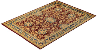 Traditional Mogul Red Wool Area Rug 6' 1" x 8' 9" - Solo Rugs