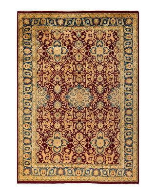 Traditional Mogul Red Wool Area Rug 6' 1" x 8' 9" - Solo Rugs