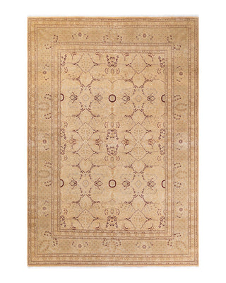 Traditional Mogul Beige Wool Area Rug 6' 2" x 8' 10" - Solo Rugs