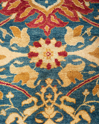 Traditional Mogul Blue Wool Area Rug 6' 2" x 8' 10" - Solo Rugs