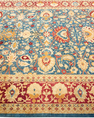 Traditional Mogul Blue Wool Area Rug 6' 2" x 8' 10" - Solo Rugs