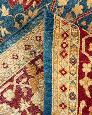 Traditional Mogul Blue Wool Area Rug 6' 2" x 8' 10" - Solo Rugs
