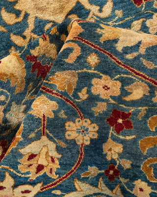 Traditional Mogul Blue Wool Area Rug 6' 2" x 8' 10" - Solo Rugs