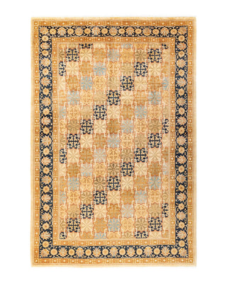 Traditional Mogul Ivory Wool Area Rug 6' 0" x 9' 0" - Solo Rugs