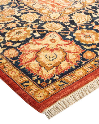 Traditional Mogul Orange Wool Area Rug 6' 2" x 9' 5" - Solo Rugs