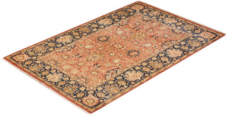 Traditional Mogul Orange Wool Area Rug 6' 2" x 9' 5" - Solo Rugs