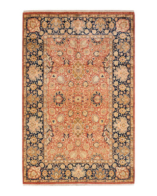 Traditional Mogul Orange Wool Area Rug 6' 2" x 9' 5" - Solo Rugs