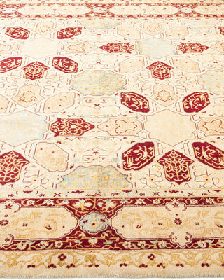 Traditional Mogul Ivory Wool Area Rug 6' 1" x 9' 0" - Solo Rugs