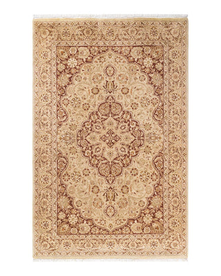 Traditional Mogul Ivory Wool Area Rug 4' 2" x 6' 4" - Solo Rugs