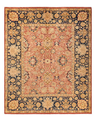 Traditional Mogul Orange Wool Area Rug 8' 1" x 9' 7" - Solo Rugs