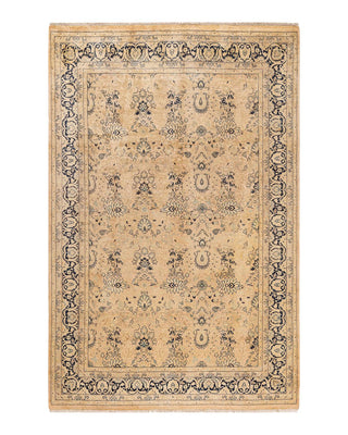 Traditional Mogul Beige Wool Area Rug 6' 2" x 9' 2" - Solo Rugs