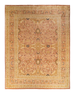 Traditional Mogul Orange Wool Area Rug 9' 3" x 12' 1" - Solo Rugs